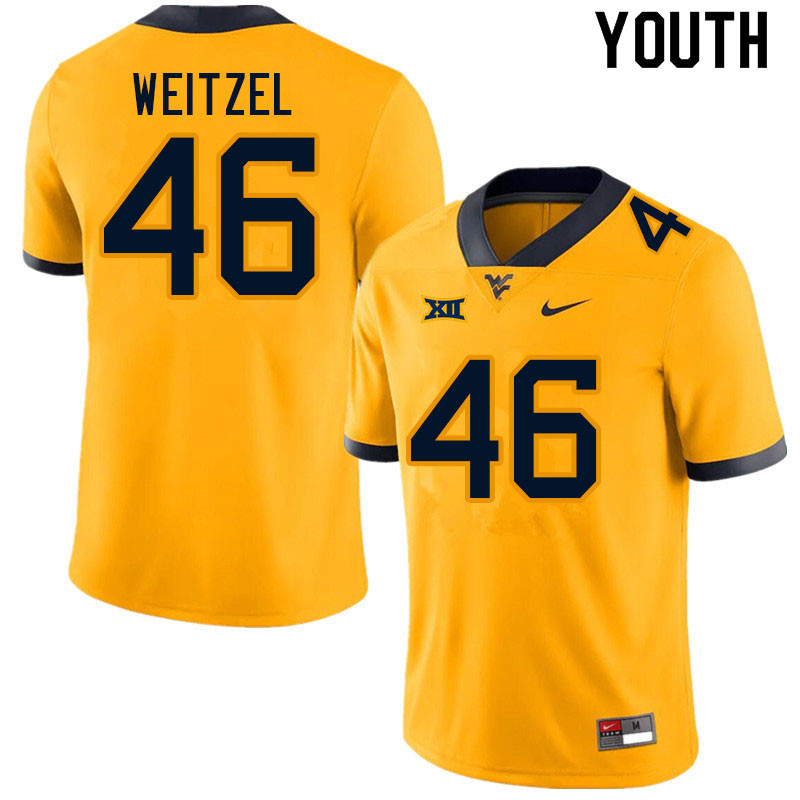 Youth #46 Trace Weitzel West Virginia Mountaineers College Football Jerseys Sale-Gold